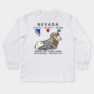 Nevada - Desert Big Horn Sheep - State, Heart, Home - state symbols Kids Long Sleeve T-Shirt